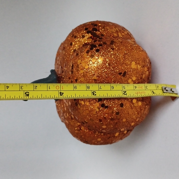 Sparkly Light up Jack-o'-lantern Pumpkin Halloween Decoration Orange Glitter - Picture 8 of 17